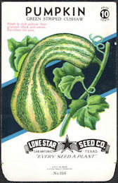 #CE071 - Green Striped Cushaw Pumpkin Lone Star 10¢ Seed Pack - As Low As 50¢