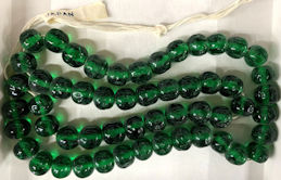 #BEADS1044 - Group of 50 8mm Japanese Transparent Dimpled Green Glass Beads
