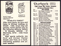 #BHSports090 - Durkee's 1980 Green Bay Packer Pocket Schedule
