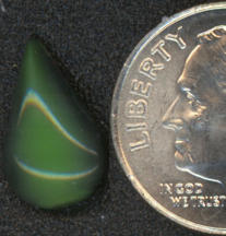 #BEADS0386 - Teardrop Shaped Cabochon with Green Moonglow Effect