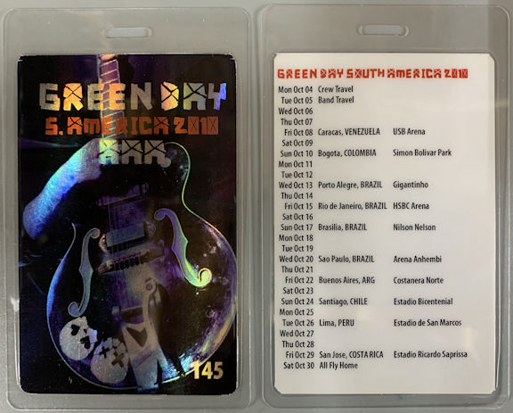 ##MUSICBP2216 - Green Day Laminated OTTO Backstage Pass from the 2010 21st Century Breakdown Tour
