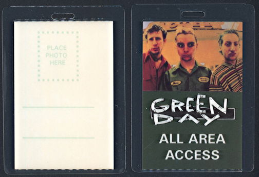 ##MUSICBP0292 - Green Day All Access Laminated OTTO Backstage Pass from 1990 World Tour