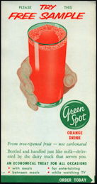 #DA090  - Green Spot Free Sample Orange Drink Milk Bottle Carrier Insert