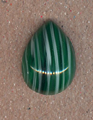 #BEADS1001 - Very Large 30mm White and Green Striped Glass Cabochon - Cherry Brand