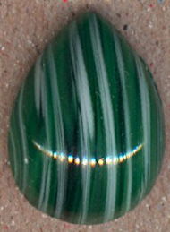 #BEADS1001 - Very Large 30mm White and Green Striped Glass Cabochon - Cherry Brand