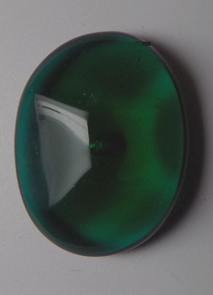 #BEADS0608 - Large 26mm Deep Emerald Green Pinch Glass Cabochon