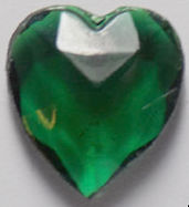 #BEADS0602 - 12mm Heart Shaped Emerald Glass Cabochon - Ground Glass Edges
