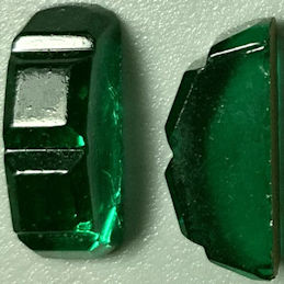 #BEADS0934 - Pair of Art Deco Emerald Glass Cab...