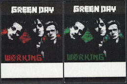 ##MUSICBP0335 - Two Different Green Day OTTO Cloth Working Backstage Passes from the concert at Akasaka, Japan on May 28th, 2009