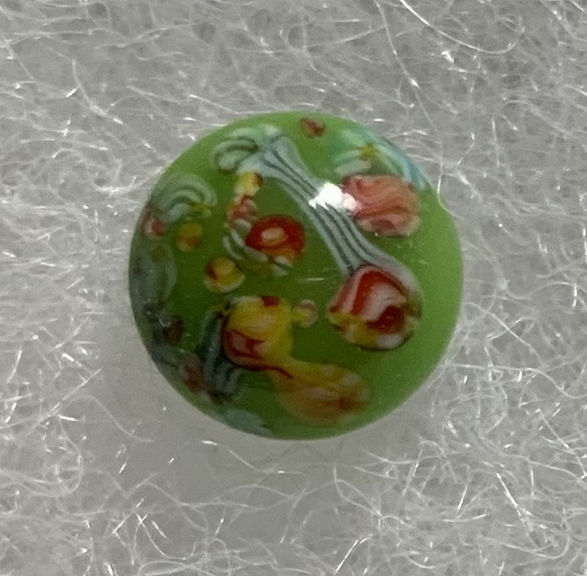 #BEADS0240 - Fancy Green Base 9mm Diameter Japanese Millefiori Cabochon