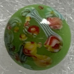 #BEADS0240 - Fancy Green Base 9mm Diameter Japanese Millefiori Cabochon