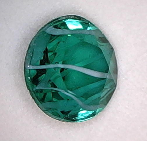 #BEADS0653 - 9mm Emerald with White Stripe Glass Cabochon