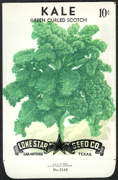 #CE057.3 - Green Curled Scotch Kale Lone Star 10¢ Seed Pack - As Low As 50¢ each