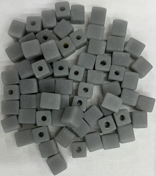 #BEADS1019 - Group of 100 6mm Square Grey Glass Czech Cube Beads