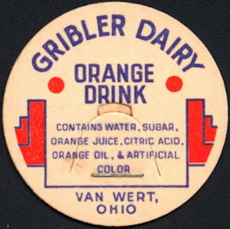 #DC189 - Gribler Dairy Orange Drink Milk Bottle Cap