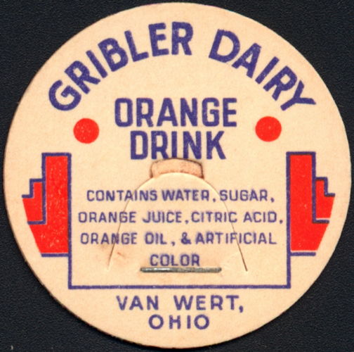 #DC189 - Gribler Dairy Orange Drink Milk Bottle Cap