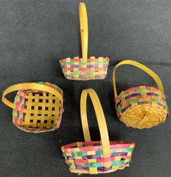 #HH261 -  Group of 4 Handmade Bamboo Miniature Easter Baskets