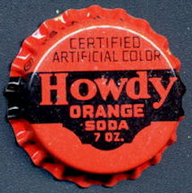 #BC161 - Group of 10 Cork Lined Howdy Orange Soda Bottle Caps