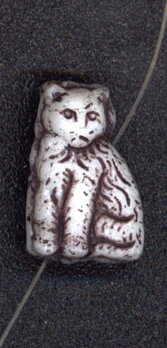 #BEADS0553 - 16mm Two Sided Glass Cat Bead  - Halloween Spooky - As Low as 25¢