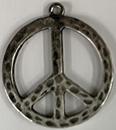 #BEADS1084 - Late 1960s Hammered Metal Peace Pendant