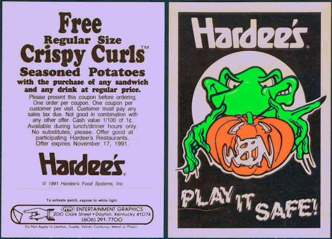 ##MUSICBP1499 - Hardee's and WEBN Radio Glow in the Dark OTTO Halloween Patch
