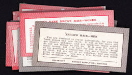#TRCards233 - 16 Card Set of Exhibit Supply Hair  Color Fortune Teller Cards