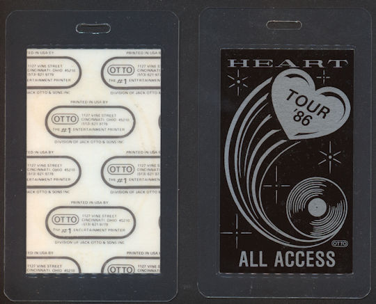 ##MUSICBP0084  - 1986 Heart OTTO Laminated Backstage Pass from the Heart Tour