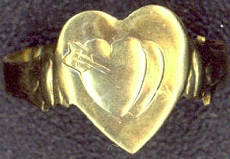 #BEADS0229 - Embossed Brass Adjustable Heart Ring