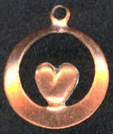 #BEADSC0268 - Copper Heart in a Ring Charm - As Low as 12¢ each