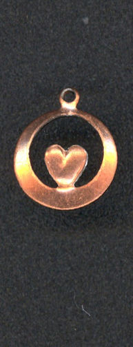 #BEADSC0268 - Copper Heart in a Ring Charm - As Low as 12¢ each