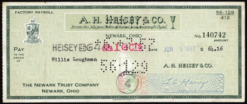 #UPaper087 - Scarce A. H. Heisey Glass Check