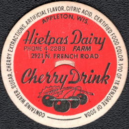 #DC205 - Hietpas Dairy Cherry Drink Bottle Cap - Red Version - Scarce
