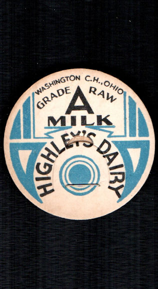 #DC257 - Highley's Dairy Milk Bottle Cap - Washington Court House, Ohio