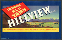 ZLSH606 - Group of 100 Hillview California Red Yams Crate Labels