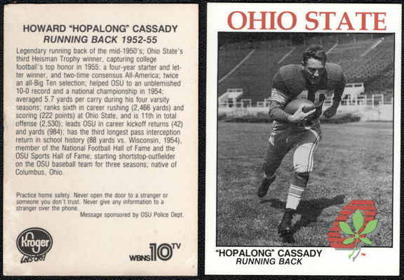 #BHSports155 - Group of 4 1988 "Hopalong" Cassady Ohio State Kroger Football Card Giveaways