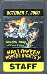 ##MUSICBP1652 - Laminated OTTO Staff Pass from the Universal Studios Tenth Annual Halloween Horror Nights Event