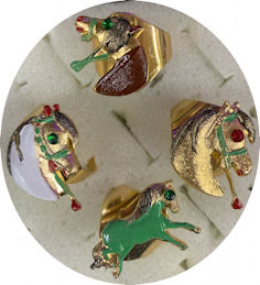 #TY934 - Vintage Group of 4 Different Horse Novelty Rings with Rhinestones
