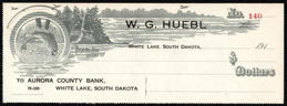 #UPaper244 - W. G. Huebl Unused Check - 1910s - Trout Pictured