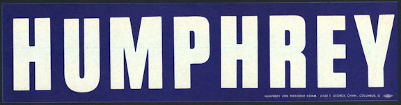 #PL343 - Humphrey Bumper Sticker from the 1968 Election