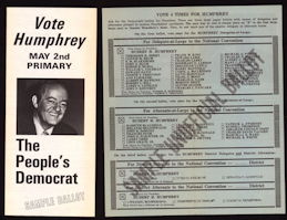 #PL344 - Hubert Humphrey 1972 Vote Humphrey Sample Ballot Brochure