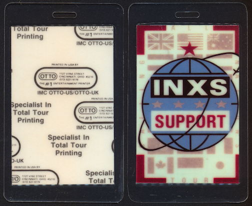 #MUSIC0356  1987-88 INXS Laminated OTTO Support Backstage Pass from the Calling All Nations World Tour