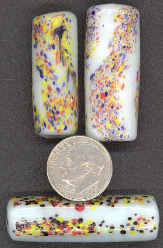 #BEADS0149 - Very Large Very Colorful Ceramic Handmade Splatter Glass Bead