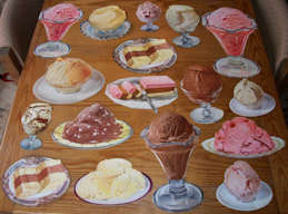 #SIGN162 - Group of 17 Different Paper Diecut Ice Cream Diner Signs