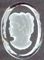 #BEADS0232 - Crystal Glass Reverse Intaglio Lady Cameo