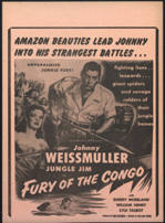 #CH326-04  - Rare 1951 "Fury of the Congo" Johnny Weissmuller as Jungle Jim Movie Broadside/Poster