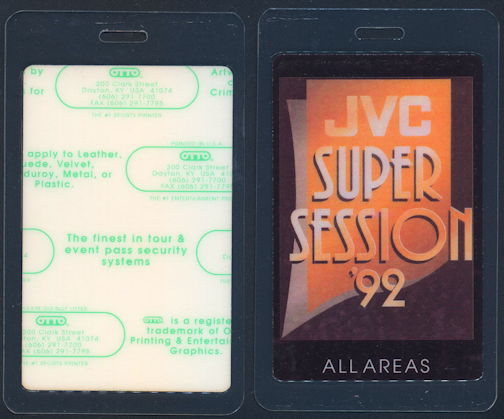 ##MUSICBP0281  - 1992 Laminated OTTO Backstage Pass for the JVC Super Session Concert that Featured B. B. King and Robert Cray