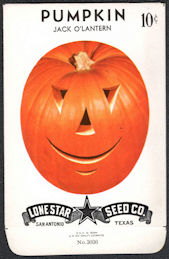 #CE157 - Rare Jack O'Lantern Pumpkin Lone Star 10¢ Seed Pack