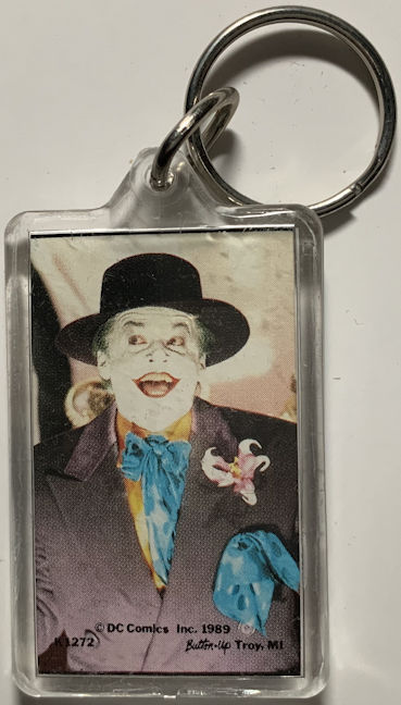 #CH541 - Licensed 1989 Batman Keychain Featuring Jack Nicholson as the Joker with Hat