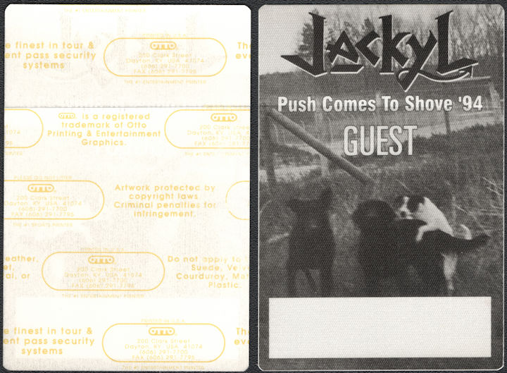 ##MUSICBP0896 - Jackyl OTTO Cloth Guest Backstage Passes from the Push Comes to Shove Tour