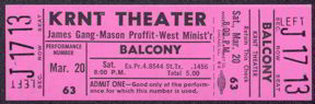 ##MUSICBPT942 - 1971 James Gang (Joe Walsh)/Mason Proffit/West Minist'r Ticket from the KRNT Theater